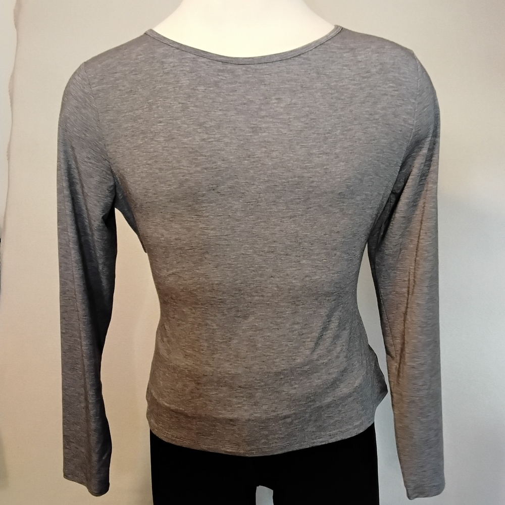 GAP Women's Heather Gray XL Tall Back Twist Long Sleeve Activewear